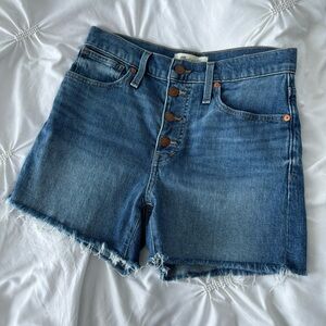 EUC Madewell high rise button front denim shorts